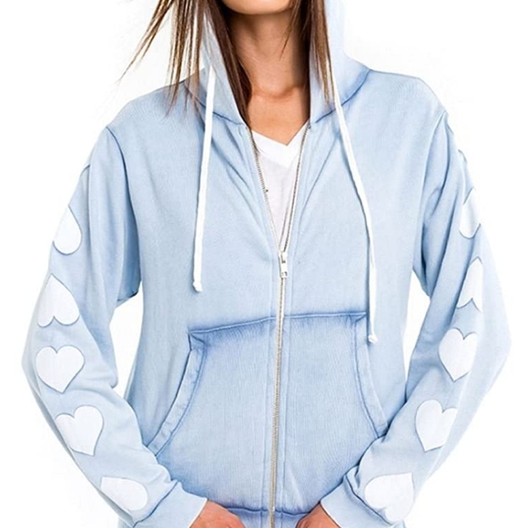 Wildfox Tops - Wildfox Blue Ribbon Heart Of Hearts Hoodie SM NWT